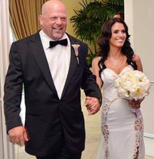 Joanne Rhue Harrison son Rick Harrison with his bride on their wedding day.
